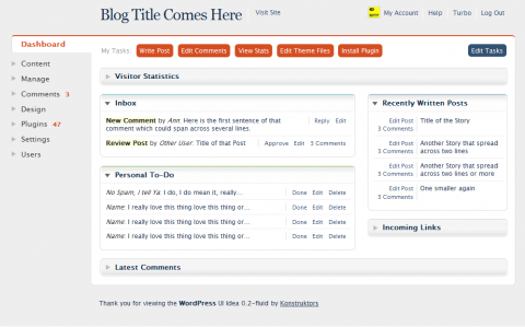 WordPress Admin User Interface Idea No.3