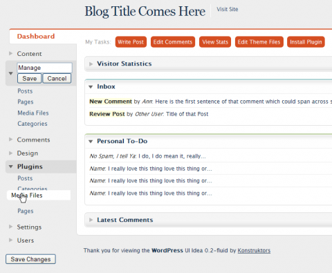 WordPress Dashboard menu sorting and renaming