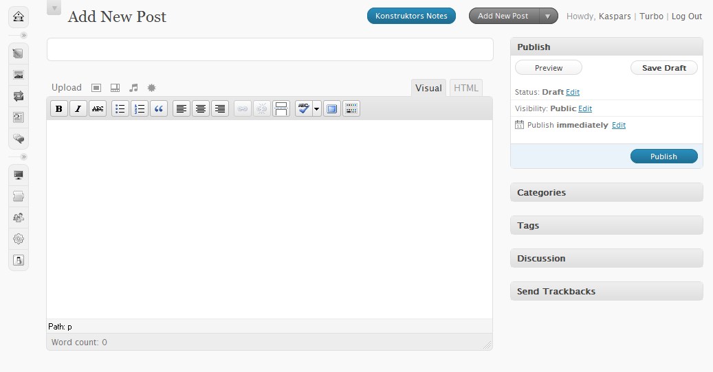 WordPress 2.7 with squeezed header area