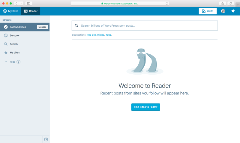 WordPress.com dashboard