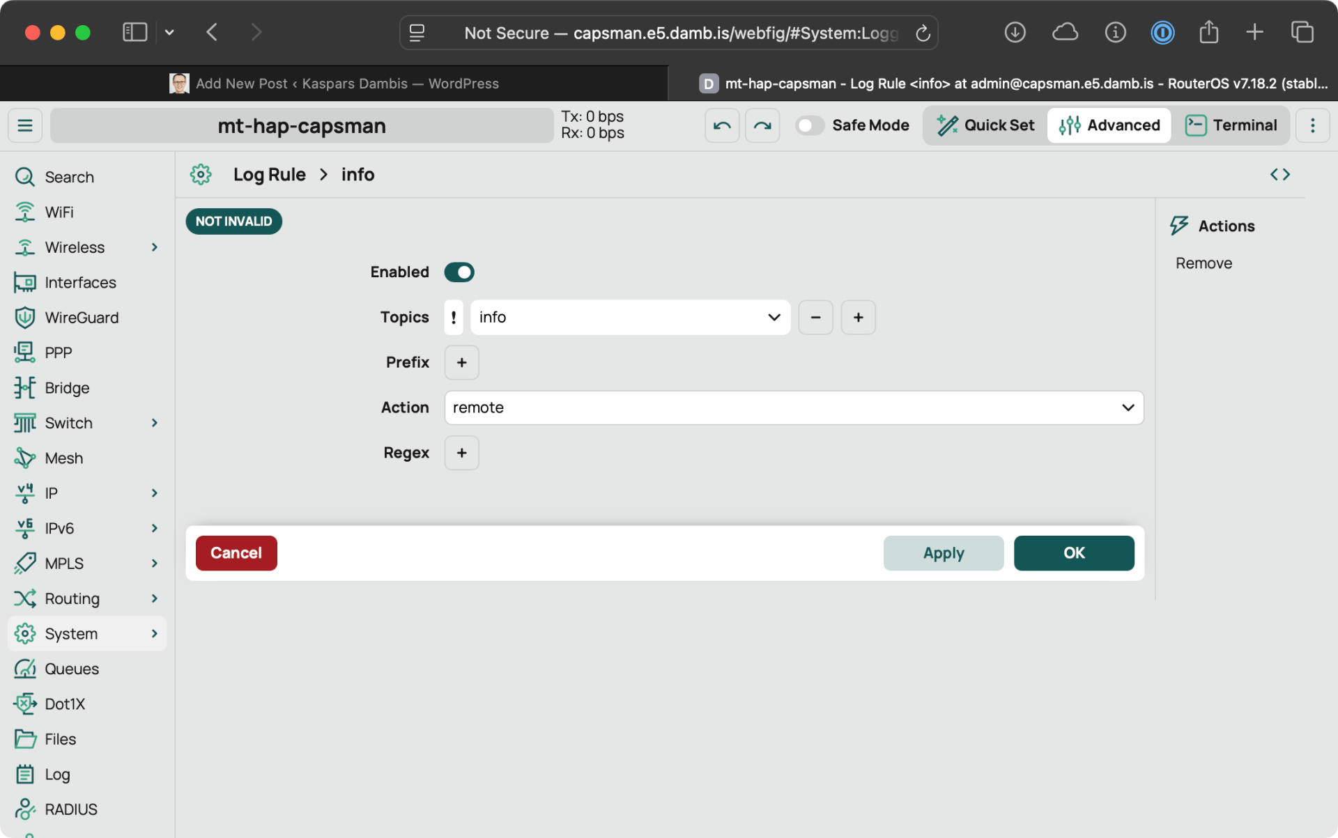Logging rule in Mikrotik RouterOS